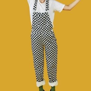 NWT UNIF Black and White Checkered Overalls